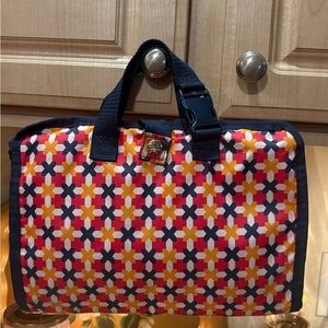 Thirty-One Pink and Orange Cosmetic Bag Geometric Pattern